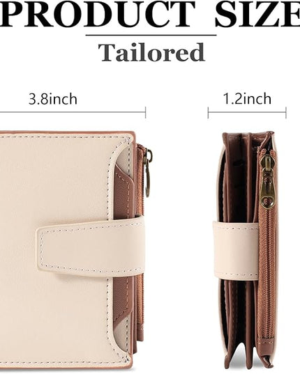 Airkit Small Wallet Women RFID Blocking Soft Leather Bifold Compact Card Holder Wallet for Women with Zipper Coin Pocket 4 ID Window