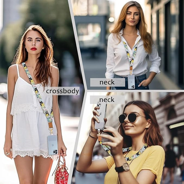 Phone Lanyard Crossbody Strap, Cute Cat Cell Phone Lanyards for around the Neck Wristlet Wrist Strap Adjustable for Keys Case ID Badges Accessories Travel Essentials