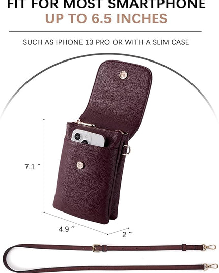 BOSTANTEN Vegan Leather Small Crossbody Bags for Women Designer Cell Phone Bag Wallet Purses Adjustable Strap