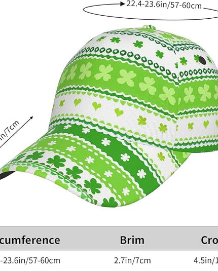 St. Patrick's Day Lucky Shamrock Hat Adjustable Irish Green Clover Baseball Cap Trucker Hat for Men Women