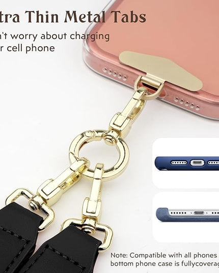 WEZEBEL Black Crossbody Strap for Cell Phone, Adjustable Nylon Lanyard & Accessory Kit for iPhone– Available in Black, Red, Pink, Orange