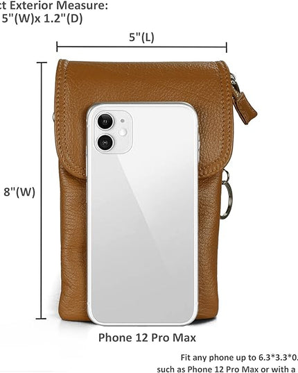 befen Genuine Leather Small Crossbody Bags for Women Cell Phone Bag Cross Body Purses,Silver Zipper