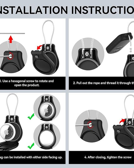 DDJ IPX8 Waterproof for Air Tag Lock Case with Wire Cable, Airtag Keychain Holder [2 Pack], Ultra Durable Anti-Lost Protective Case for Apple Airtags with Keyring for Luggage, Key, Backpack, Pet