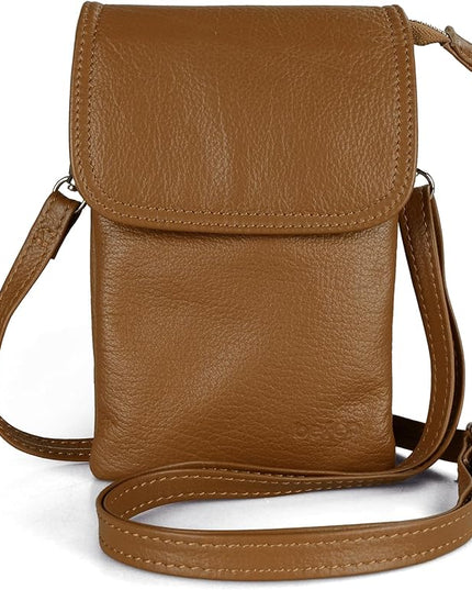 befen Genuine Leather Small Crossbody Bags for Women Cell Phone Bag Cross Body Purses,Silver Zipper