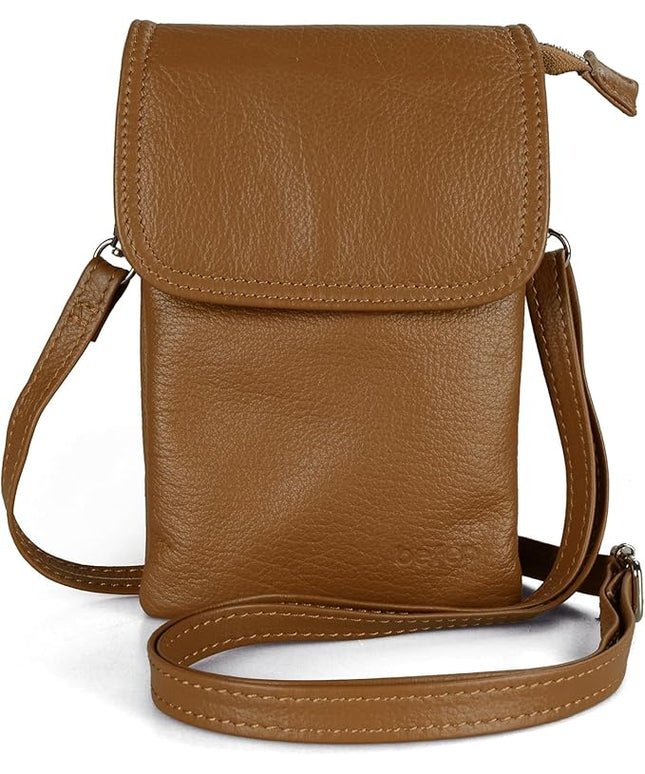 befen Genuine Leather Small Crossbody Bags for Women Cell Phone Bag Cross Body Purses,Silver Zipper