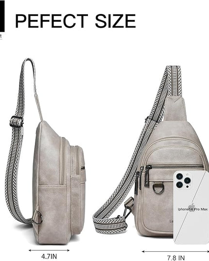 7L Sling Bag for Women Men Vegan Leather Crossbody Bags Fanny Pack Purse Backpack Over Shoulder Bag Travel Anti Theft