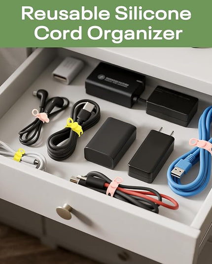 36Pcs Silicone Cable Ties, 6 Colors Data Cable Organizer Ties, 3 Sizes Cord Ties for Charging Cables, Wire Organizers, Electrical Cords, Computer Wires, Cord Organizers