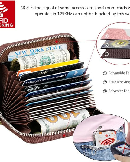 FurArt Zipper Wallet Women, RFID Blocking Credit Card Wallet, Business Card Holder, Compact Size KeyChain Wallet