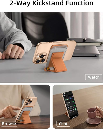 Magsafe Wallet with Angle Adjustable Stand, Magnetic Card Holder for iPhone 16/15/14/13/12 Series (Not for iPhone Mini), 1 Slot, 6 Cards, Cantaloupe