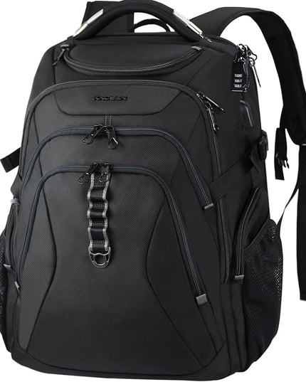 KROSER Travel Laptop Backpack 18.4 Inch XXXL Gaming Backpack with Hard Shell Saferoom RFID Pockets Water-Repellent Business College Daypack Stylish Laptop Bag for Men/Women-Black