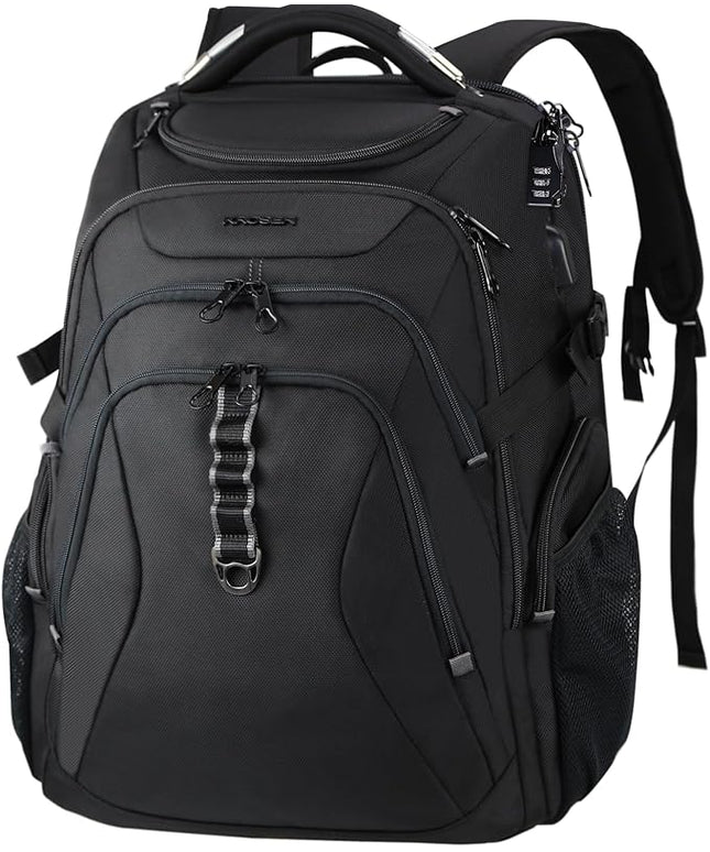 KROSER Travel Laptop Backpack 18.4 Inch XXXL Gaming Backpack with Hard Shell Saferoom RFID Pockets Water-Repellent Business College Daypack Stylish Laptop Bag for Men/Women-Black