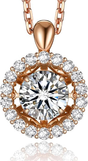 MomentWish Floating Necklace for Women, 0.5/1 Carat Dancing Moissanite Necklace for Her 925 Sterling Silver Pendant Anniversary Birthday Christmas Gift for Wife Mom Girlfriend
