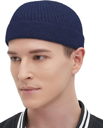 Fisherman Beanie Hats for Men Women,Wool Knit Trawler Skull Cap,Watch Cap,Spring Fall Winter Warm Short Hats