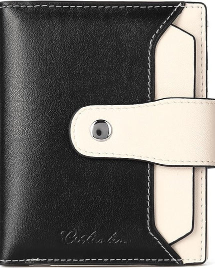 BOSTANTEN Women Leather Wallet RFID Blocking Small Bifold Zipper Pocket Wallet Card Case Purse with ID Window