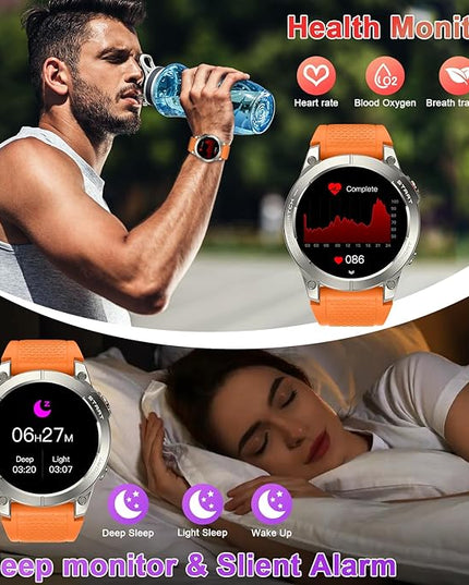 Smart Watch for Men GPS Fitness: 1.43" AMOLED Military Make Answer Call Running Digital Mens Watches Waterproof Smartwatch Android Phone iPhone Samsung Compatible Step Tracker SpO2 Heart Rate Monitor