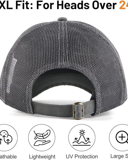 Zylioo XL XXL Oversize Baseball Cap, 100% Cotton Adjustable Dad Hat for Big Heads 23.5"-25.5", Soft Crown Large Size Cap