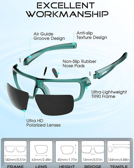ATTCL Polarized Sunglasses Men for Fishing: UV Protection Lightweight TR90 Sports Wrap Sun Glasses Driving Golf Running