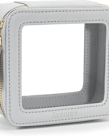 Aveniee Clear Makeup Bag Small, Mini Travel Toiletry Bag Cosmetic Bags Organizer, TSA Approved Clear Makeup Case Pouch with Zipper, Car Essentials for Women Men,Blue
