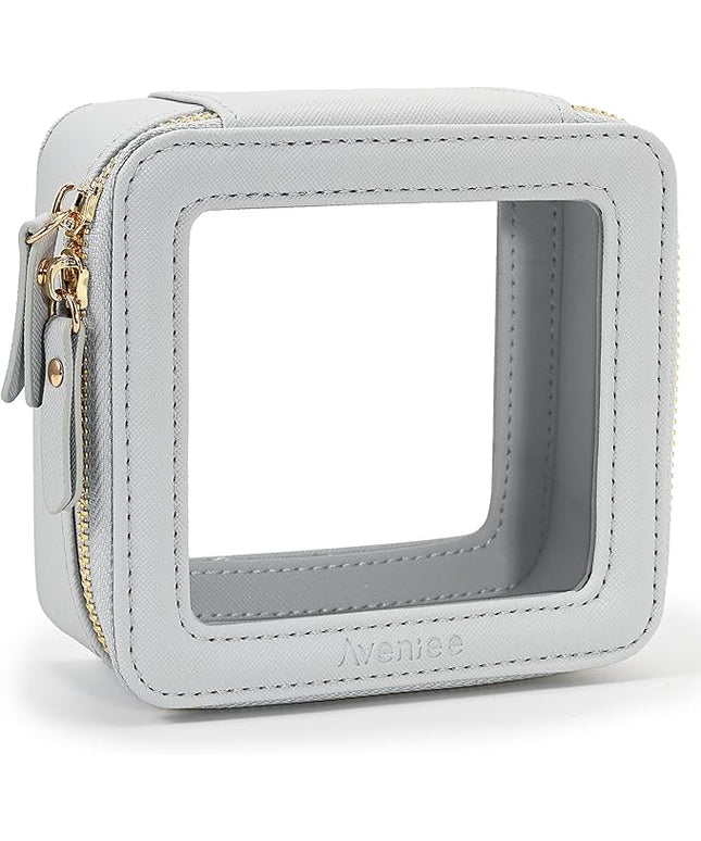 Aveniee Clear Makeup Bag Small, Mini Travel Toiletry Bag Cosmetic Bags Organizer, TSA Approved Clear Makeup Case Pouch with Zipper, Car Essentials for Women Men,Blue