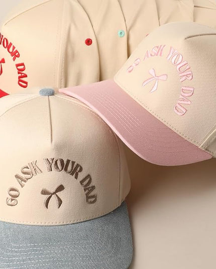 MIRMARU Two-Tone Vintage Canvas Trucker Hats for Men & Women, Adjustable Size Baseball Caps with Trendy Embroidered Design