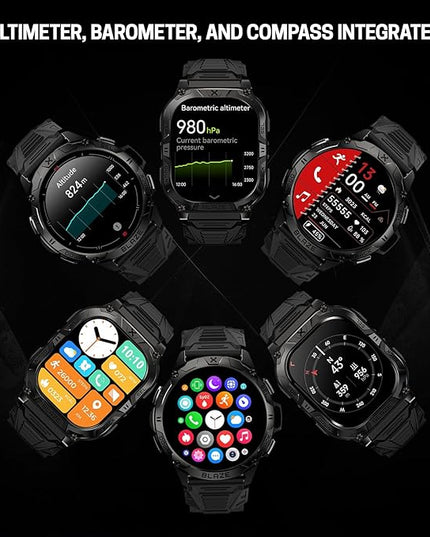 CARBINOX Blaze Smart Watch with GPS – Rugged Fitness Trackers, IP69K Waterproof, 170+ Sports Modes, Gorilla Glass, Make/Receive Calls, Step Counter Watch, Android & iOS Compatible