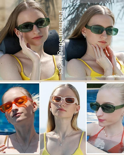Dollger Rectangle Sunglasses for Women Men Trendy Retro Fashion Sunglasses UV 400 Protection Square Fram