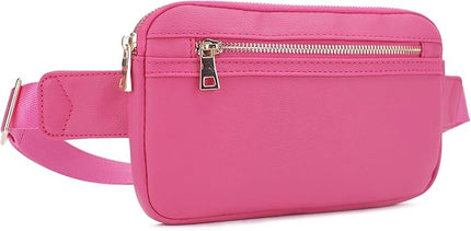 LOVESOME Vegan Leather Everywhere Fashion Waist Bag Fanny Pack Crossbody Bag Belt Bag Sling Bag with Adjustable Strap for Women (Fuchsia)