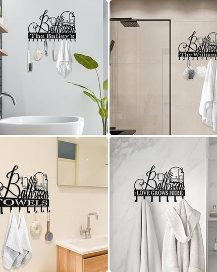 Hppybiry Personalized Metal Key Rack Hooks, Key Holder Wall Mounted Key Hooks, Bathrom Theme Wall Decoration Hooks, Key Hanger Organizer for Living Room, Entryway, Bathroom, Office Decor