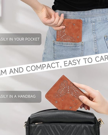 KITEVIUN Small RFID Wallet Women Ultra Thin Slim Womens Wallet Mini Compact Bifold Pocket Ladies Wallets for Women BROWN