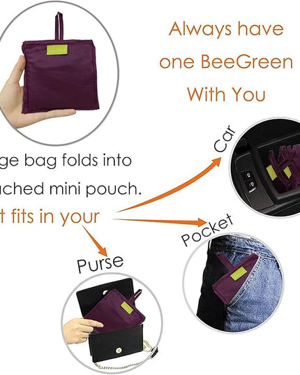 BeeGreen Christmas Red Reusable Grocery Bags Wholesale Red Reusable Kitchen Bags Bulk Foldable-Machine Washable with Zipper Storage Pouch 50 Packs