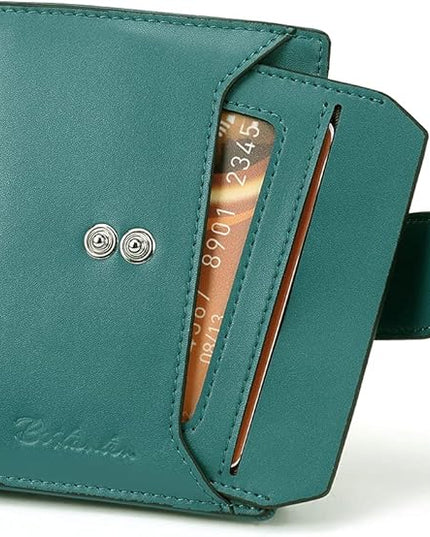 BOSTANTEN Women Leather Wallet RFID Blocking Small Bifold Zipper Pocket Wallet Card Case Purse with ID Window