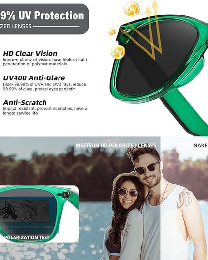 MEETSUN Polarized Sunglasses for Women Men Classic Retro Square Frame Driving Sun Glasses UV Protection