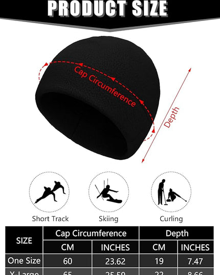 6 Pcs Fleece Skull Cap Men Fleece Beanie Winter Watch Hat Warm Polar Beanie Cap Thick Windproof Unisex for Outdoor Exercising
