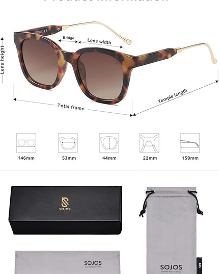 SOJOS Classic Square Polarized Sunglasses Womens Mens Retro Trendy UV400 Sunnies SJ2050