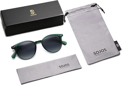 SOJOS Small Round Classic Polarized Sunglasses for Women Men Vintage Style UV400 Lens MAY SJ2113