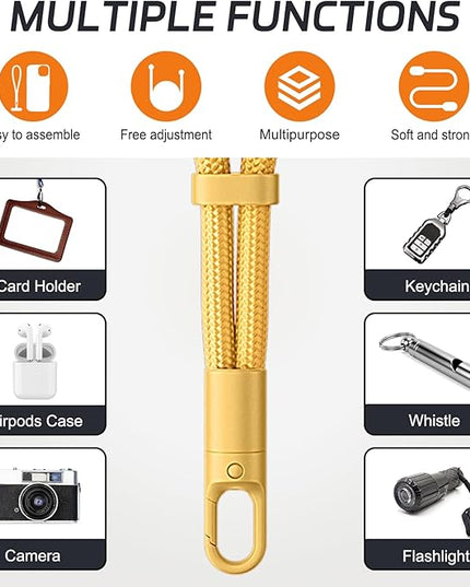 3 Pack Phone Lanyard,1×Phone crossbody strap,1×Phone Neck Strap,1×Wrist Strap,3×Tether Tabs,Universal Cell Phone Multifuctional Patch Polyester Lanyards(Yellow)