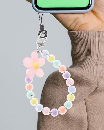 4pcs Bohemian Beaded Phone Charm Chain with Wrist Strap Key Chain and Backpack Decoration Lightweight Colorful Handmade Phone Lanyards for Women