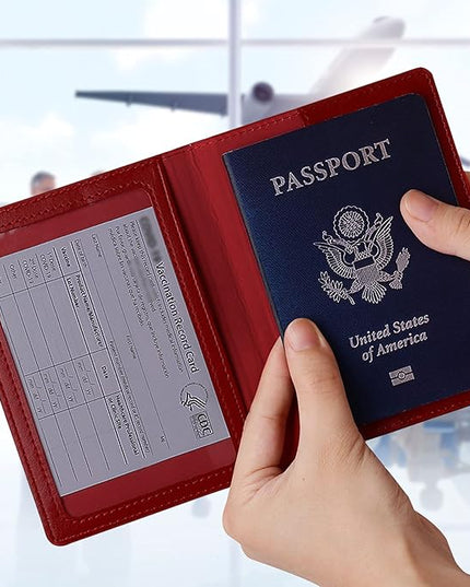TIGARI Passport Holder for Travel Women Men, Valentines Day Gifts PU Leather Wallet Cover Case Sleeve, Waterproof Protected Document Organizer, Vacation Plane Cruise Travel Essentials