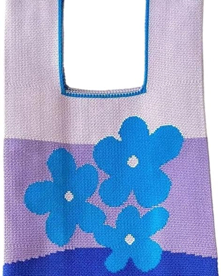 Women's Wrist Knot Tote Bag Small Crochet Wristlet Handbag Aesthetic Cute Knit Purse (Very Small Size)