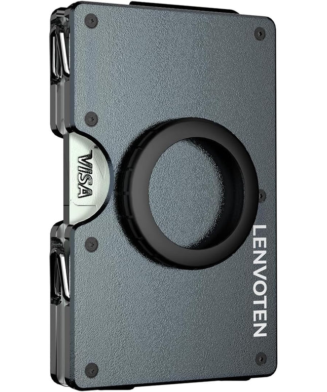 Lenvoten Extra Durable Hinged Minimalist Wallet for Men | Slim Metal RFID Blocking Wallet | Credit Card Holder & Money Clip Holds 20 Cards | Premium Scratch-Resistant Finish | Ideal Gift for Men