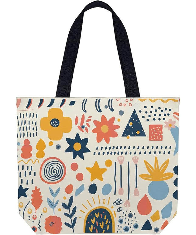 Large Tote Bag for Women, Floral Grocery Tote with Snap Thick Canvas Both Side Pattern, Gift Daily Use Shopping Travel Picnic