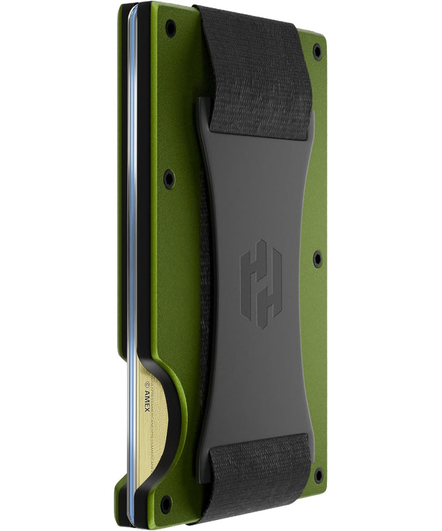 Hayvenhurst Wallet For Men - Reinvented Design Men's Wallet - Slim, Minimalistic & Seamless, Blocks RFID Scanners with a Cash Strap (Matte Olive)
