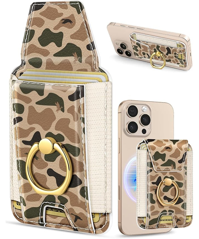 Shorogyt Compatible with Magsafe Wallet with Ring Grip Magnetic Card Holder - Cute Phone Wallets with Stand for iPhone 17/16/15/14/13/12 Series for Women Girls Duck Design, Fit 7 Cards