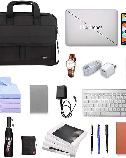 Taygeer Laptop Bag 15.6 Inch, Business Briefcase Gifts for Men Women, Water Resistant Messenger Shoulder Bag with Strap, Premium Office Bag, Carry On Laptop Case for Notebook/Computer/Laptop, Black