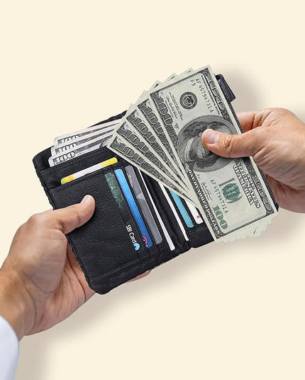Real Leather Women Wallet Leather with RFID Blocking -Trifold Card Holder Designer Ladies Clutch with ID Window Wallets