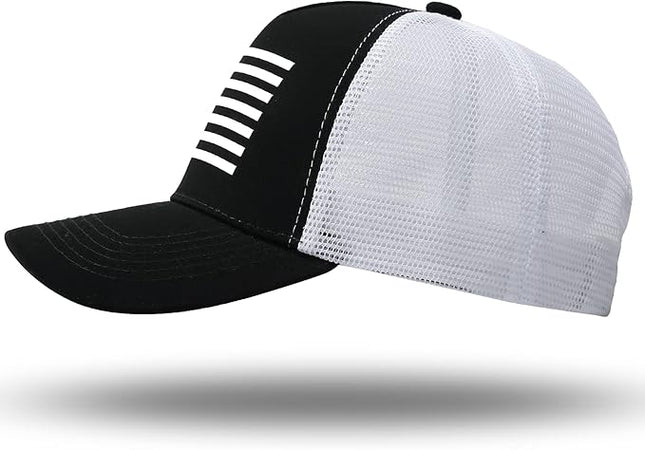 American Flag Trucker Hat - Snapback Hat, Baseball Cap for Men Women - Breathable Mesh Side, Adjustable Fit - for Casual Wear