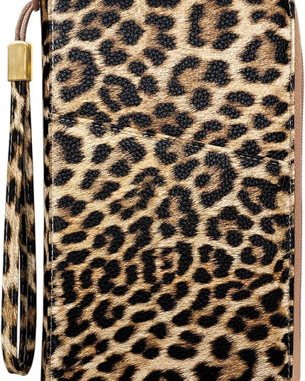Family Passport Holder Wallet RFID Blocking Document Organizer PU Leather Mulit-purpose Travel Wallets Credit Cards Holder for Women Men, Light Leopard
