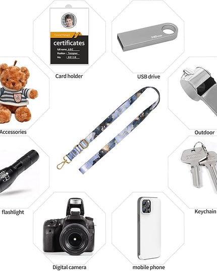 Cell Phone Lanyard, 1x Wrist Lanyards, 1x Adjustable Crossbody Shoulder Neck Strap with 2X Phone Tether Tabs Universal Lanyard for Keys, ID Badges, Card Holder, Most Smartphones (Marble)
