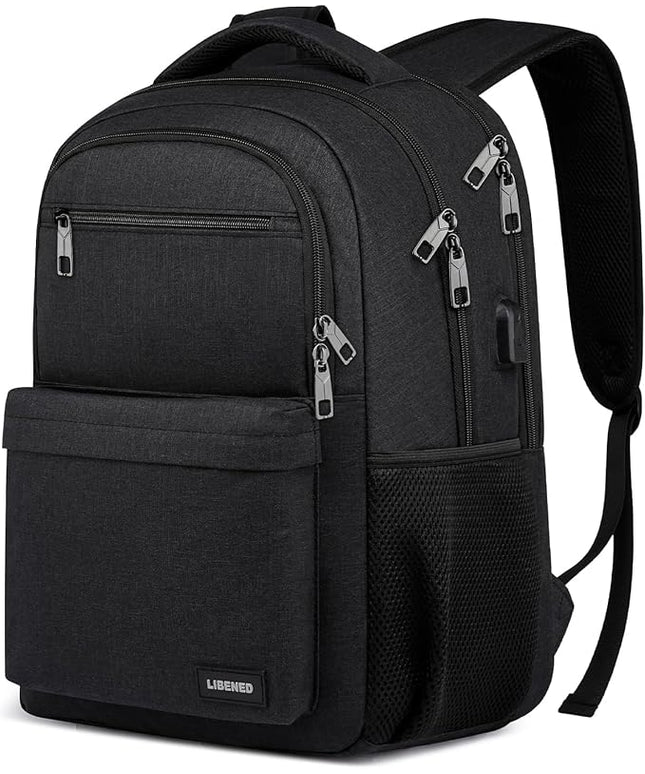 School Backpack for Teen Boys Mens, 15.6 Inch Laptop Backpack with USB Charging Port, Durable College High School Book Bag for Students, Black