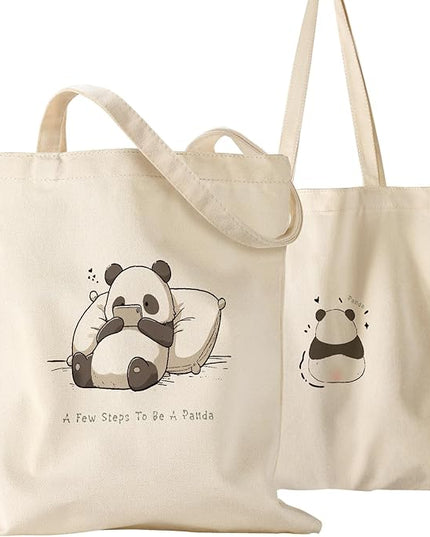 Aesthetic Canvas Tote Bag for Women - Sturdy Cloth Cotton Totes Bag with Pattern Shoulder Bag